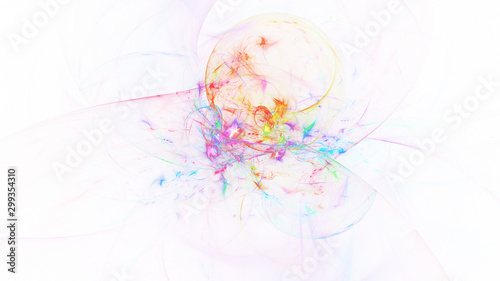 Abstract transparent rainbow crystal shapes. Fantasy light background. Digital fractal art. 3d rendering.
