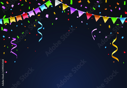 Isolated Party Confetti Template on Black Background . Isolated Elements