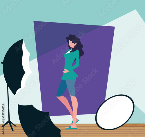 Supermodel avatar woman in studio vector design