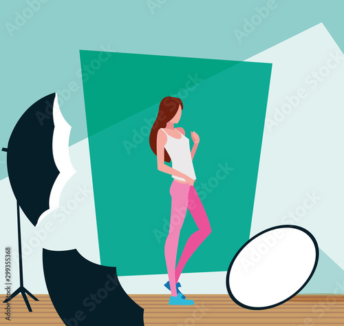 Supermodel avatar woman in studio vector design