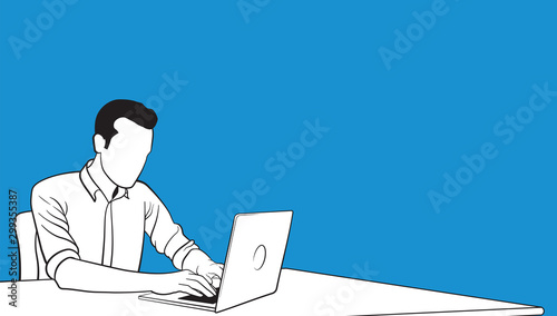 Single person using notebook