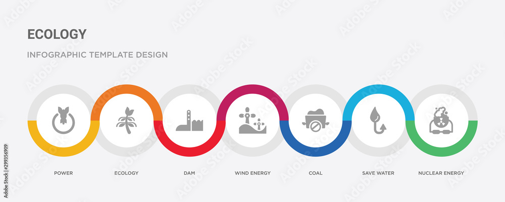 7 filled icon set with colorful infographic template included nuclear energy, save water, coal, wind energy, dam, ecology, power icons 7 filled icon set with colorful infographic template included nuclear energy, save water, coal, wind energy, dam, ecology, power icons