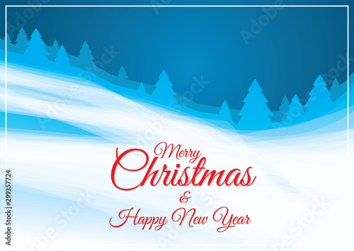 Blue christmas night theme for christmas card with smooth snow ground