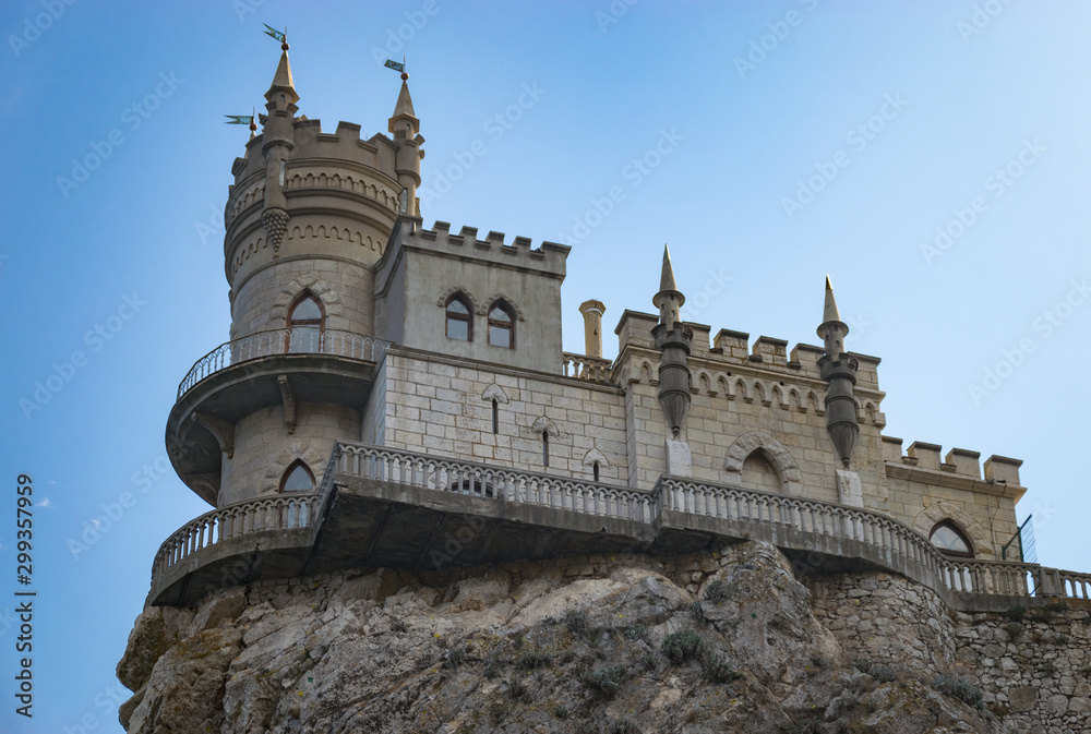 Castle of Swallow's Nest on the top of Aurora Cliff in Crimea