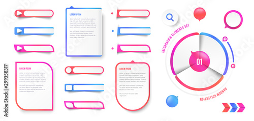 Set of infographic elements eps10 vector, list, pie chart, label, trendy colorful presentation template collection