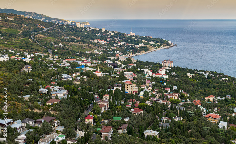 View of Simeiz and the Black Sea coast in Crimea