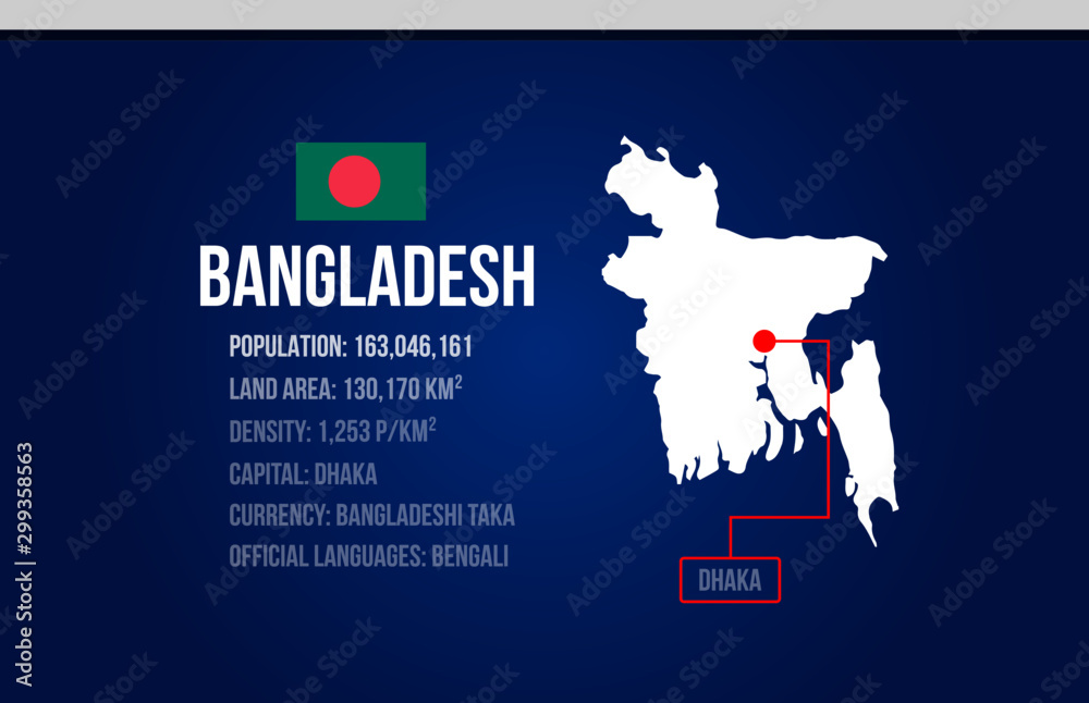 Bangladesh country infographic with flag and map creative design