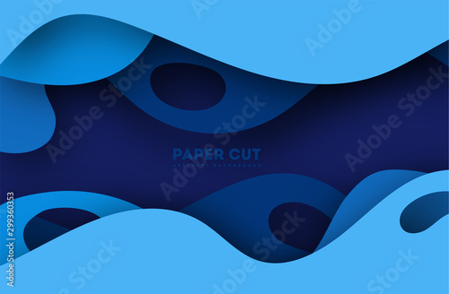 3D abstract blue background with paper cut shapes. Vector design layout for business presentations, flyers, posters and invitations. Colorful carving art ep 10