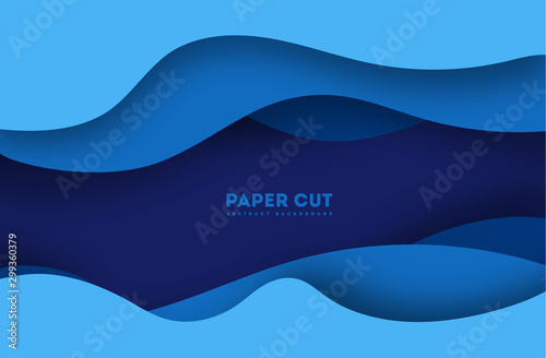 3D abstract blue background with paper cut shapes. Vector design layout for business presentations, flyers, posters and invitations. Colorful carving art ep 10
