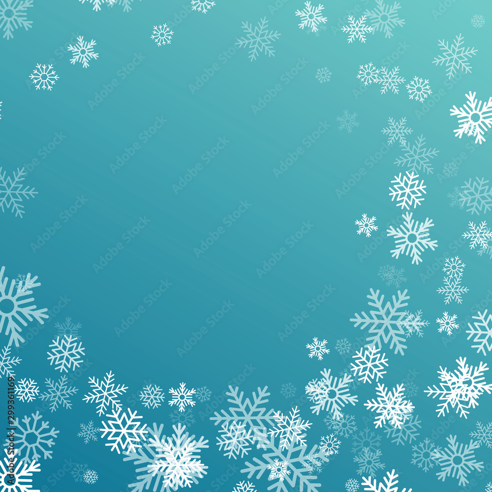 New Year and Christmas card with snowflakes of blue and gray New Year and Christmas card with snowflakes of blue and gray
