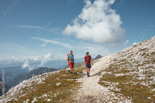 two hikers in the dolomites