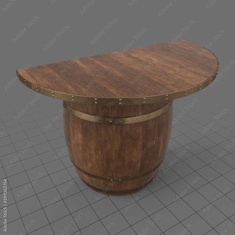 Wooden barrel console table Stock 3D asset | Adobe Stock