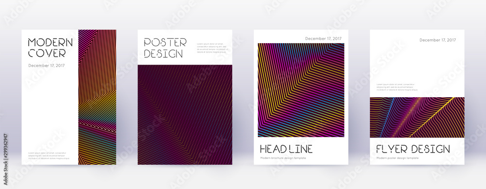 Minimal brochure design template set. Rainbow abst