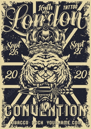Monochrome tattoo fest vintage advertising poster