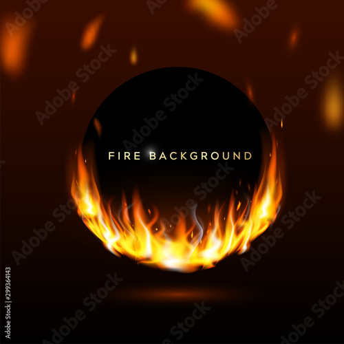 Abstract burning circle fire background