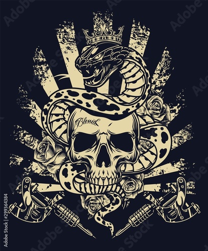 Vintage monochrome tattoo concept