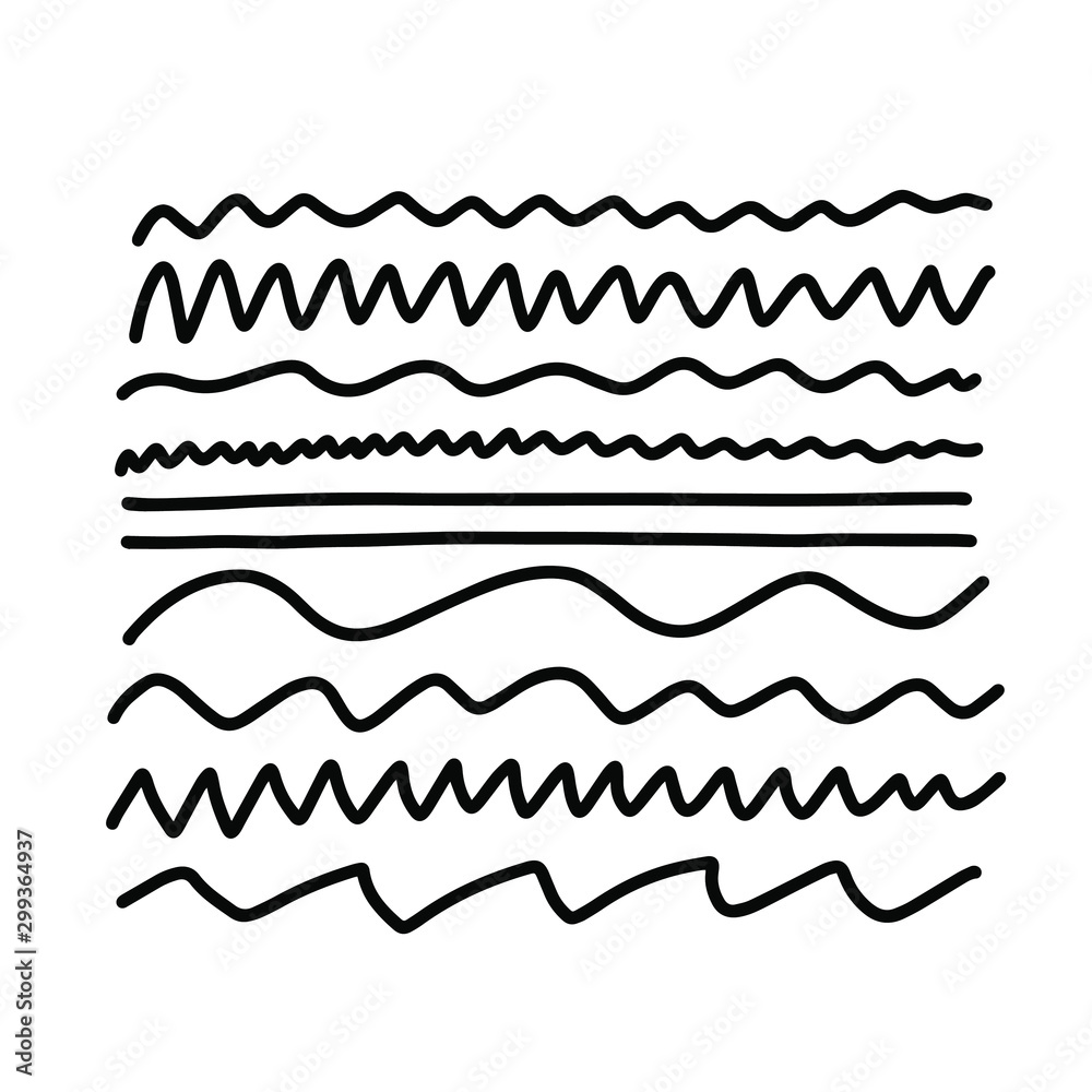Set of wavy - curvy and zigzag - criss cross horizontal lines. Vector illustration Set of wavy - curvy and zigzag - criss cross horizontal lines. Vector illustration