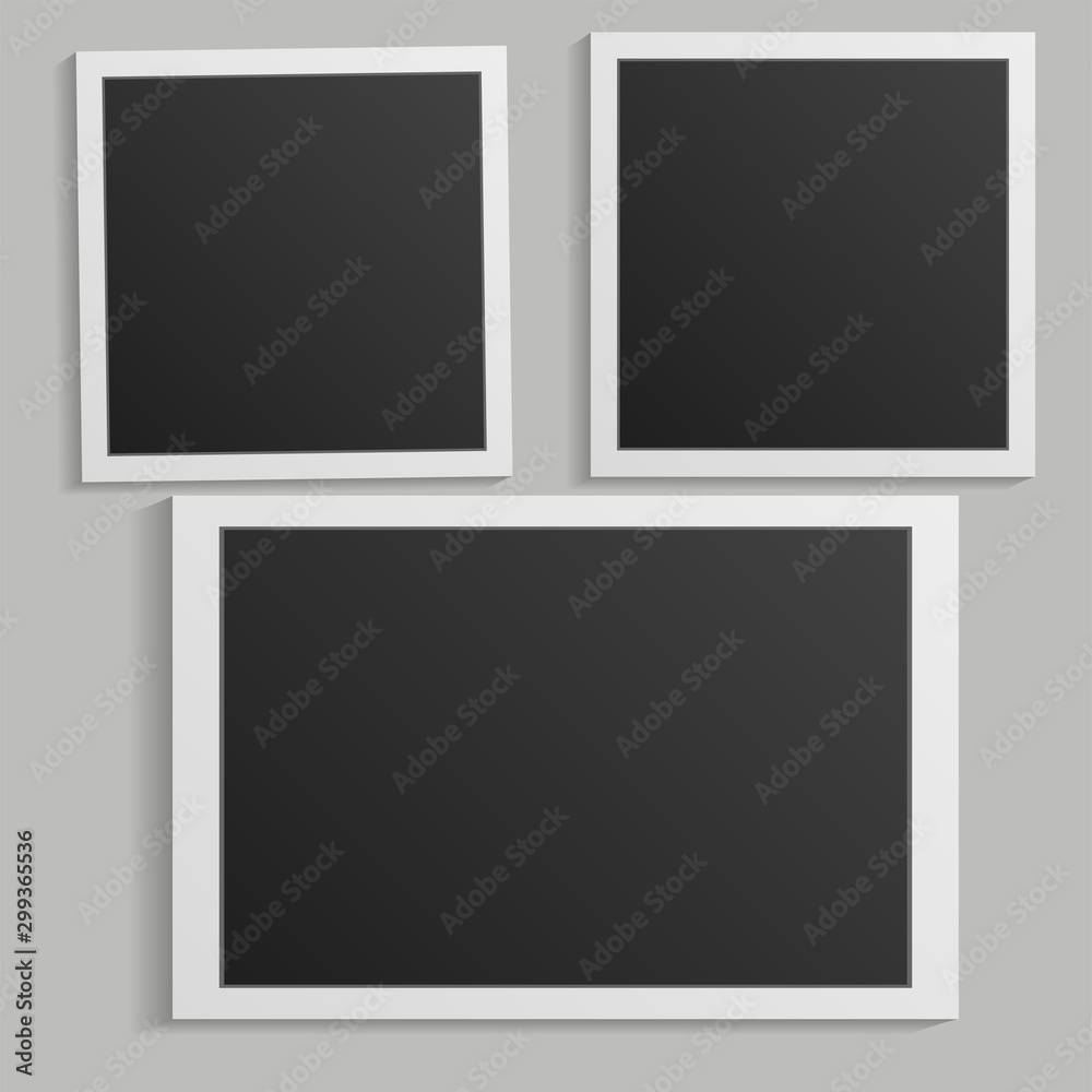 Black and white photo frame with shadows isolated on white background. Vector illustration - Vector Black and white photo frame with shadows isolated on white background. Vector illustration - Vector