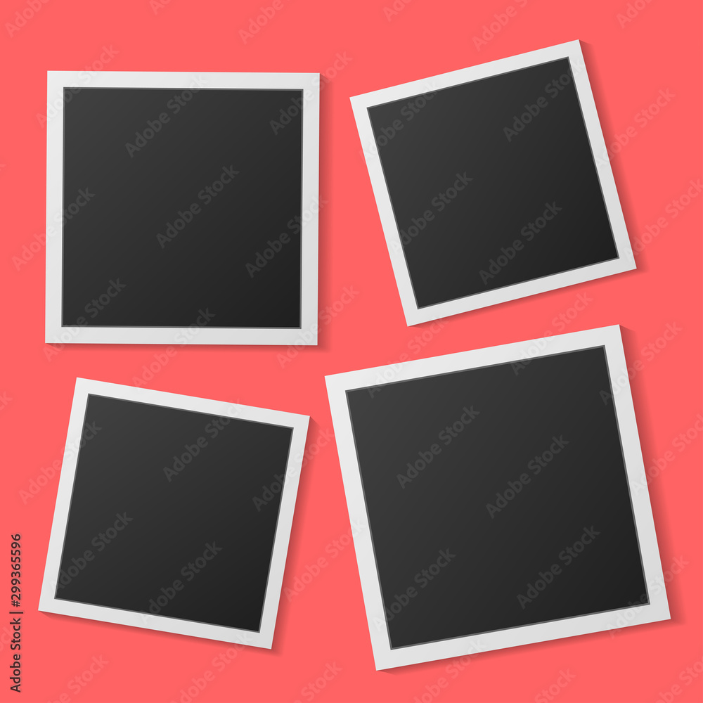 Black and white photo frame with shadows isolated on white background. Vector illustration - Vector Black and white photo frame with shadows isolated on white background. Vector illustration - Vector