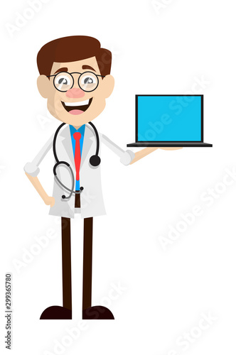 Physician Doctor - Presenting a Laptop