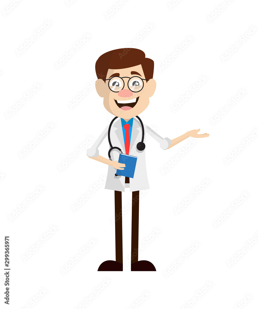 Physician Doctor - Holding a Book and Presenting Physician Doctor - Holding a Book and Presenting