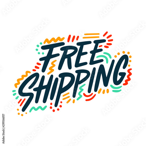 Free shipping. Concept of on-line supermarket, maintenance catering, transportation, tray, chef. Isolated on white background. Flat style trendy modern brand design vector illustration