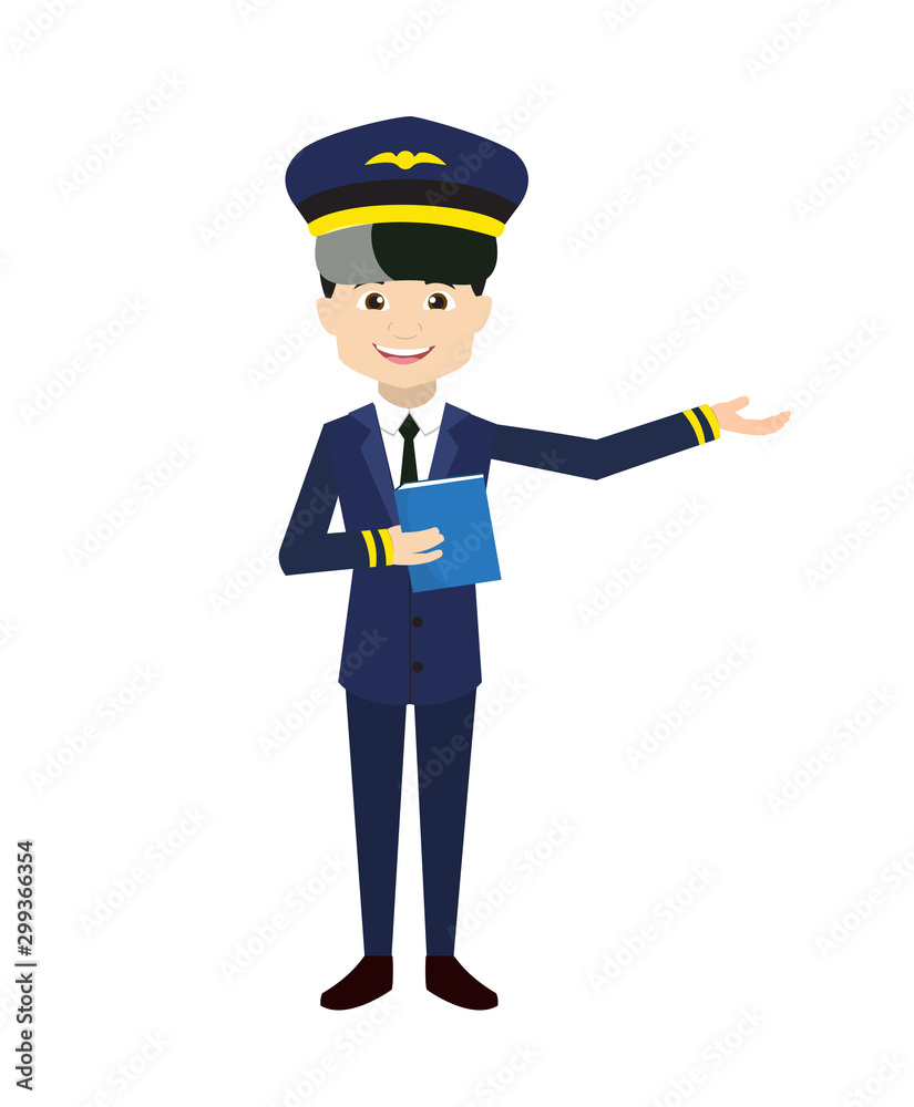 Pilot - Holding a Book and Presenting