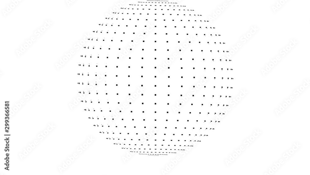 Simple Mask of Square Pixel Dots Arranged in a 3d Sphere Spinning Endless Loop Simple Mask of Square Pixel Dots Arranged in a 3d Sphere Spinning Endless Loop