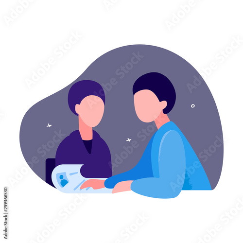 HR manager interviews an employee. The concept of human resources. A man looks at a resume. Manager and candidate are sitting at the table