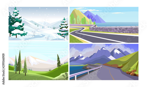Outdoor travel illustration set