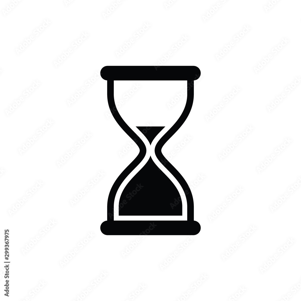 Hourglass simple black vector icon. Sand clock, half full, half empty