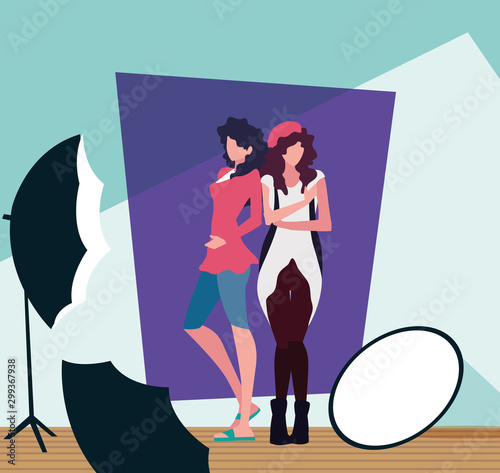 Supermodels avatar women in studio vector design