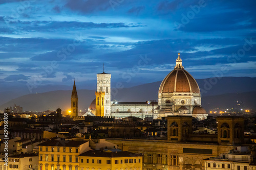 FLORENCE, TUSCANY/ITALY - OCTOBER 18 : View of Florence Cathedral at dusk in Florence on October 18, 2019 © philipbird123