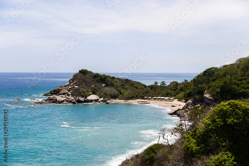 Beautiful wild caribbean beach landscape at Tayrona, Colombia