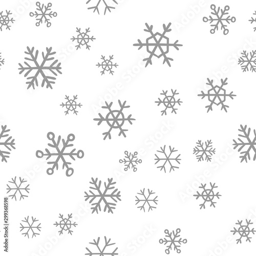 Snowflakes seamless pattern. Snow winter holidays background texture. Christmas elements.
