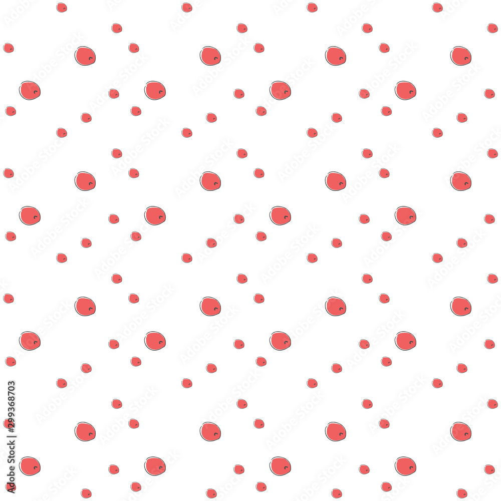Seamless pattern with small red berries on white background