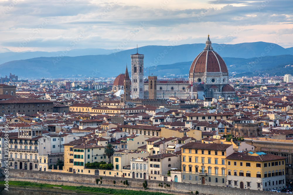 FLORENCE, TUSCANY/ITALY - OCTOBER 18 : Skyline of Florence on October 18, 2019