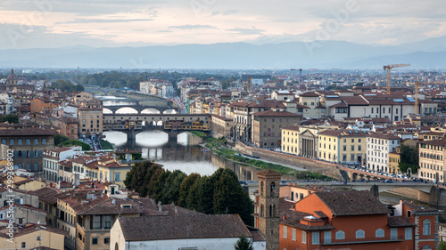 FLORENCE  TUSCANY ITALY - OCTOBER 18   View of buildings along and across the River Arno in Florence  on October 18  2019