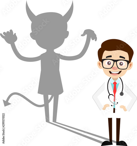 Professional Doctor - Devil person Standing with Fake Smile