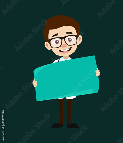 Professional Doctor - Holding a Paper Banner
