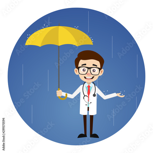 Professional Doctor - Standing in Rain with Umbrella
