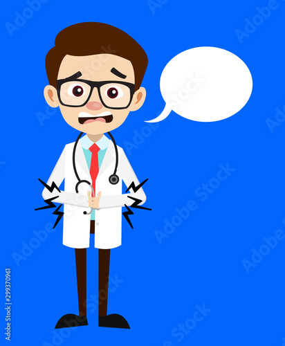 Professional Doctor - Feeling Pain in Stomach with Speech Bubble