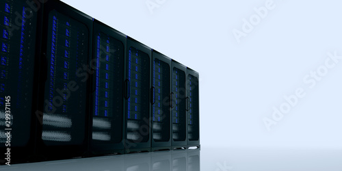 Server Room extremely detailed and realistic high resolution 3d illustration.