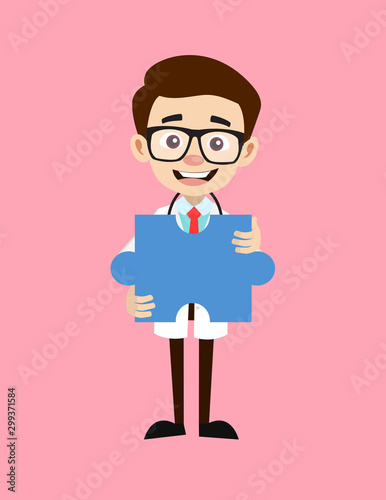Professional Doctor - Holding a Jigsaw Puzzle Piece