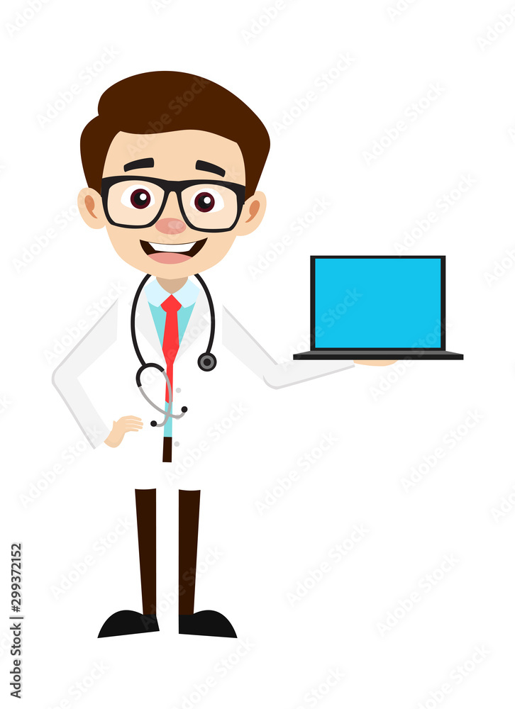 Professional Doctor - Presenting a Laptop