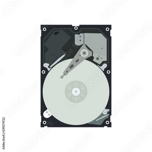 Hard drive isolated on white background Flat vector illustration