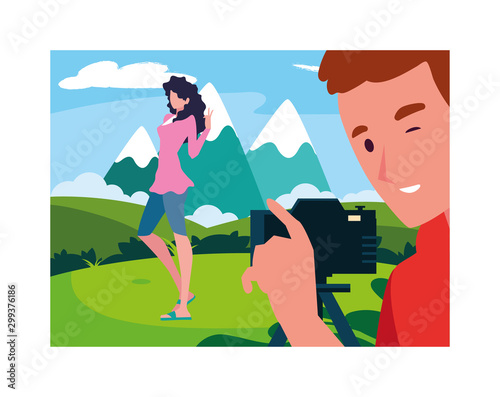 Man taking picture vector design