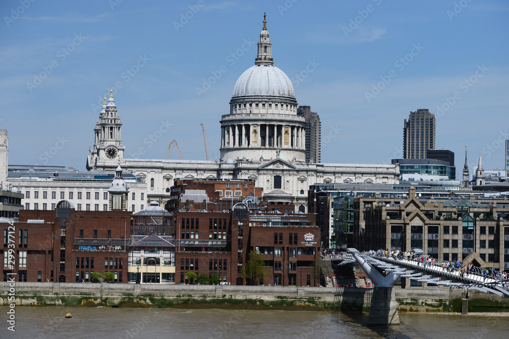 Millenium bridge and st:pauls cathedral, London Great Britain