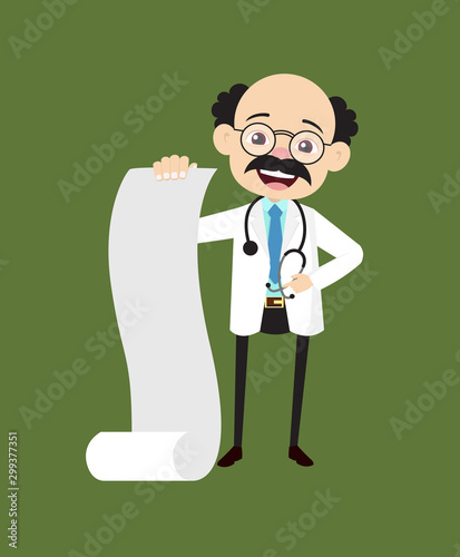 Psychiatrist - Showing a Paper Scroll