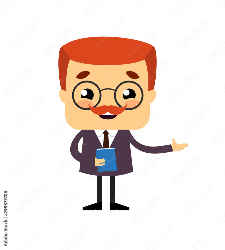 Salesman Boss Guy - Holding a Book and Presenting